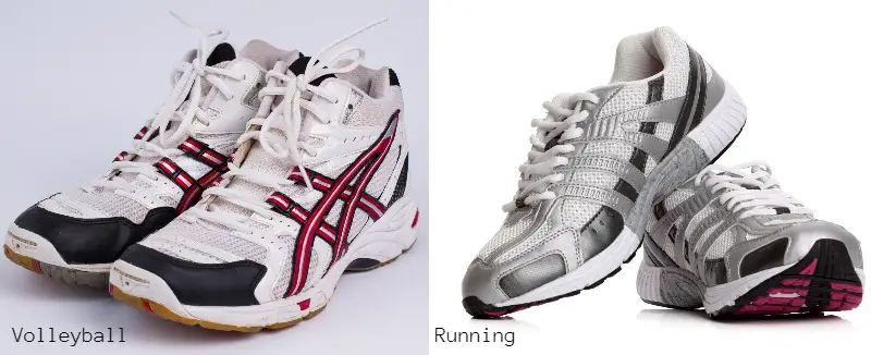volleyball shoes vs running shoes